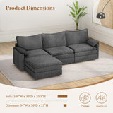 Vesgantti 142" U Shaped Sectional Couch, Comfy Cloud Modular Sectional Sofa with 2 Ottoman Deep Seat Chenille Modern Cloud Sofa, Modular Sofas for Living Room, Bedroom and Apartment, Beige