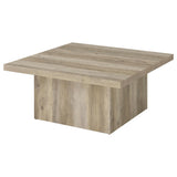 Coaster Home Furnishings Zetta Square Cocktail Living Room Coffee Table Engineered Eco-Friendly Wood Look Laminate Veneer Rustic Farmhouse Mango Brown 708068