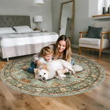 TOPRUUG Washable Oriental Area Rug - 12x15 Rugs for Living Room Soft Carpet for Bedroom Waterproof Floral Distressed Indoor Stain Resistant Non-Shedding Floor Carpets (Green, 12x15)