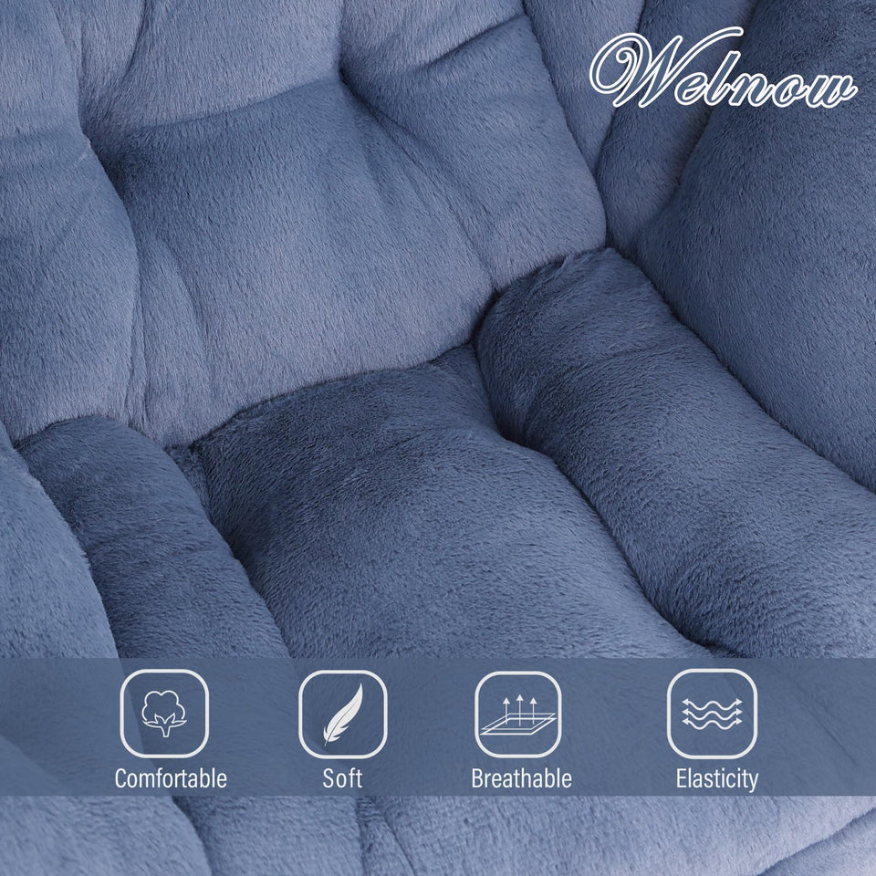 Welnow Lazy Chair with Ottoman, Modern Lounge Accent Chair with Armrests and a Side Pocket, Leisure Sofa Armchair, Reading Armchair with Footrest for Small Space, Dark Grey