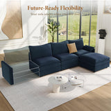 Vesgantti 142" U Shaped Sectional Couch, Comfy Cloud Modular Sectional Sofa with 2 Ottoman Deep Seat Chenille Modern Cloud Sofa, Modular Sofas for Living Room, Bedroom and Apartment, Beige