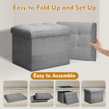 Storage Ottoman with Extra Thick Foam Padded Seat, Foldable Foot Rest Stool with Linen Fabric, 43L Ottoman with Storage Bench for Bedroom Living Room, Holds Up to 300lbs, 17x13x13in, Dark Gray
