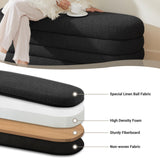 Busaurus Storage Ottoman Bench 49.2 Inch Upholstered Fabric Storage Bench for Bedroom End of Bed Aesthetic Large Oval Ottoman for Living Room Entryway (Ivory)