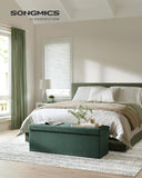 SONGMICS MAZIE Collection - 43 Inches Folding Storage Ottoman Bench, Ottoman Foot Rest, End of Bed Bench, Storage Chest, Load 660 lb, for Living Room, Bedroom, Entryway, Dark Gray ULSF77K