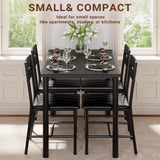 IRONCK Dining Table Set for 4, Wood Kitchen Table with Upholstered Chairs for Kitchen Room and Small Spaces, Rustic Brown