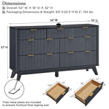T4TREAM Fluted 7 Drawers Dresser, 54" Wide Modern Chest of Drawers with Faux Marble Top, Curved Profile Design, Dresser TV Stand, Wood Drawer Organizer for Bedroom, Living Room, Hallway, Natural Oak