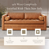 POLY & BARK Napa 72" Apartment Sofa – Italian-Tanned Full-Grain Pure-Aniline or Semi-Aniline Leather, Feather-Down Cushioning, Kiln-Dried Solid Wood Frame, Walnut Legs - Cognac Tan