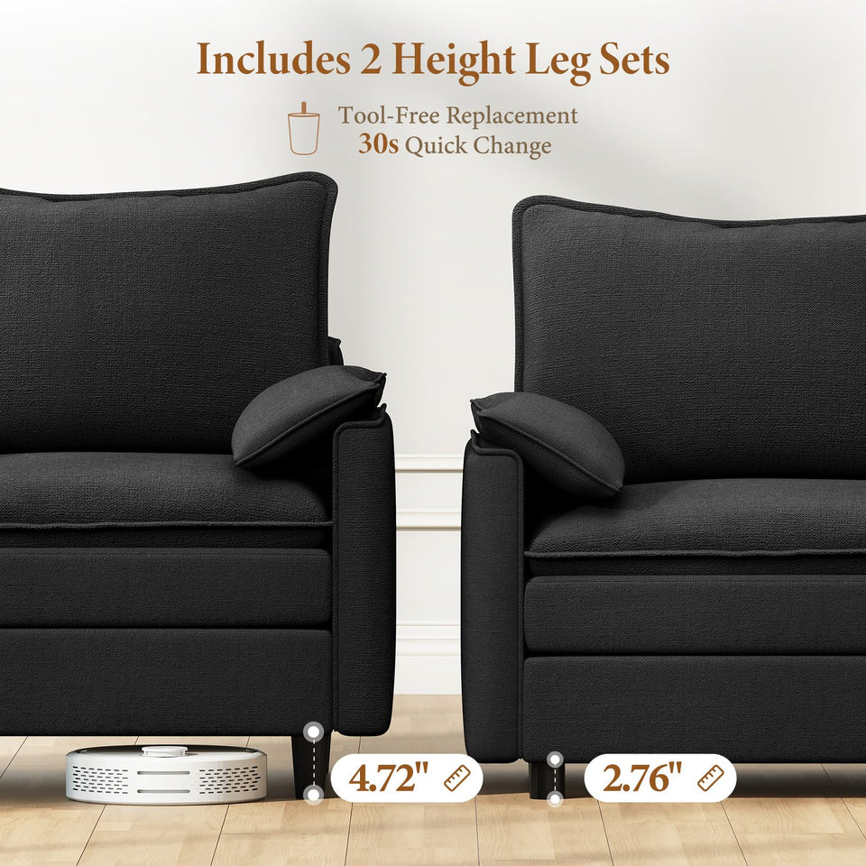 Vesgantti 142" U Shaped Sectional Couch, Comfy Cloud Modular Sectional Sofa with 2 Ottoman Deep Seat Chenille Modern Cloud Sofa, Modular Sofas for Living Room, Bedroom and Apartment, Beige