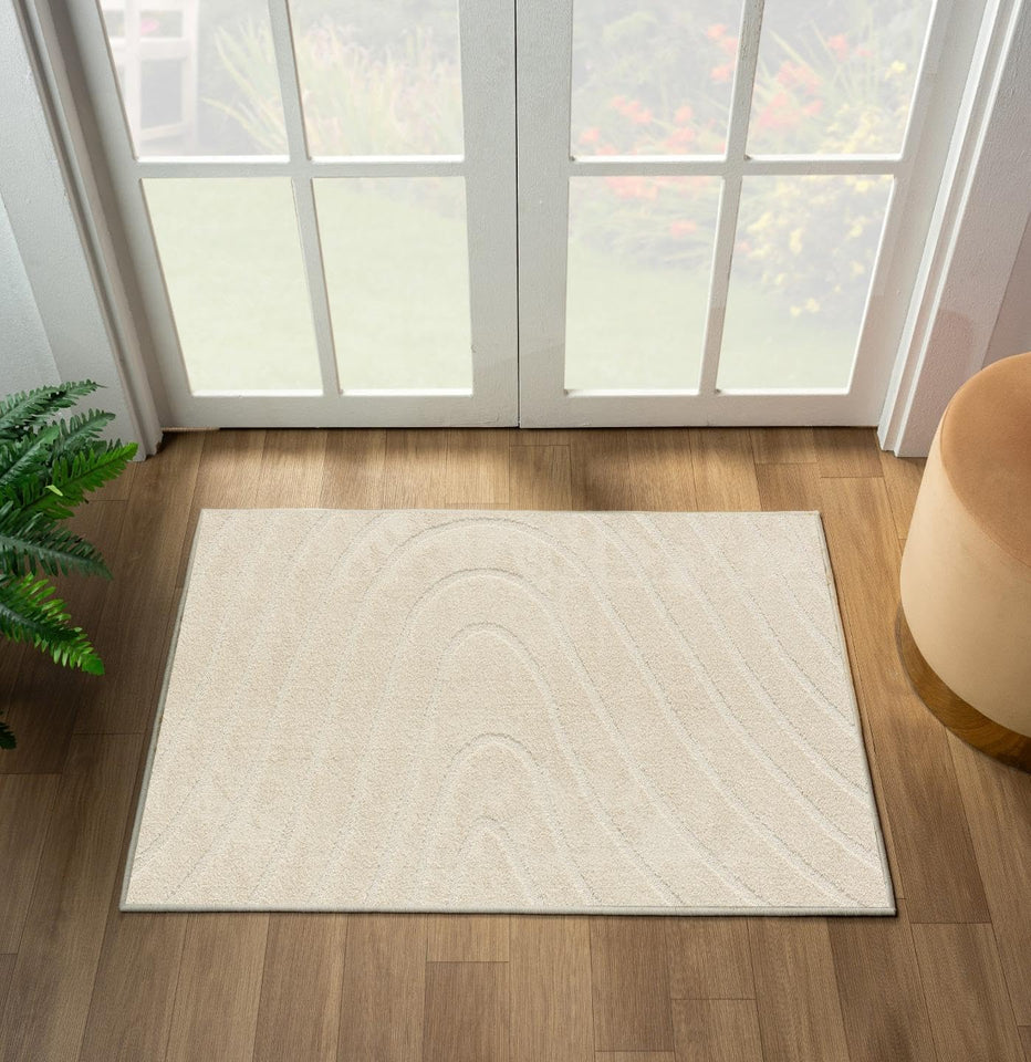 LUXE WEAVERS Modern Geometric Wave Cream 9x12 Area Rug