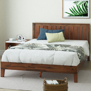 ZINUS Vivek Deluxe Wood Platform Bed Frame with Headboard, Wood Slat Support, No Box Spring Needed, Easy Assembly, Queen