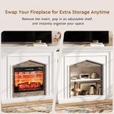 LGHM 72" Electric Fireplace with Mantel, Fireplace TV Stand for TVs Up to 80 Inch, Modern Entertainment Center with Storage, Realistic Stacked Stone Surround with Remote Control for Living Room