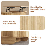 UKAOCAI 86.61'' Tambour TV Stand for 55-85 Inch, Modern Entertainment Center with Large Storage Cabinet & Open Shelves, TV Console with Sliding Doors for Living Room, Bedroom, Natural