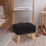 OGEMXU Storage Ottoman, Small Foot Stool Ottoman with Storage, Boucle Teddy Velvet Foot Rest with Padded Seat, Sturdy Wood Legs Stool for Living Room, Bedroom, Couch, Enterway (Cream)