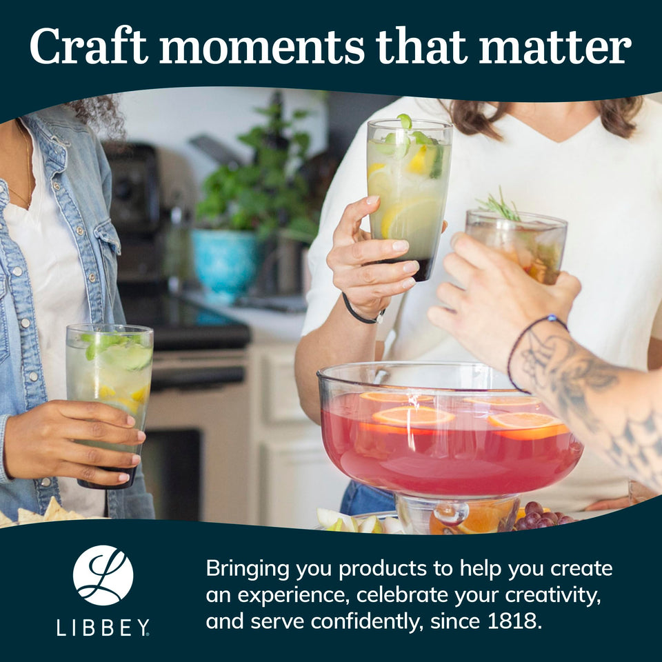 Libbey Ascent Tumbler and Rocks Drinking Glasses Set of 16, Glass Drinking Glasses with Curvature, Versatile Glassware Set for Parties and More