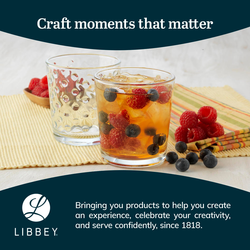 Libbey Ascent Tumbler and Rocks Drinking Glasses Set of 16, Glass Drinking Glasses with Curvature, Versatile Glassware Set for Parties and More