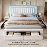 YITAHOME King Size Bed Frame with Adjustable Headboard, 4 Storage Drawers and RGB LED Lights, Velvet Upholstered Platform Bed with USB Ports, No Box Spring Needed, Fast Assembly, Noise-Free, Black