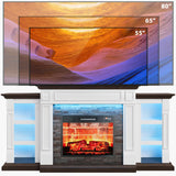 LGHM 72" Electric Fireplace with Mantel, Fireplace TV Stand for TVs Up to 80 Inch, Modern Entertainment Center with Storage, Realistic Stacked Stone Surround with Remote Control for Living Room