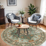 TOPRUUG Washable Oriental Area Rug - 12x15 Rugs for Living Room Soft Carpet for Bedroom Waterproof Floral Distressed Indoor Stain Resistant Non-Shedding Floor Carpets (Green, 12x15)