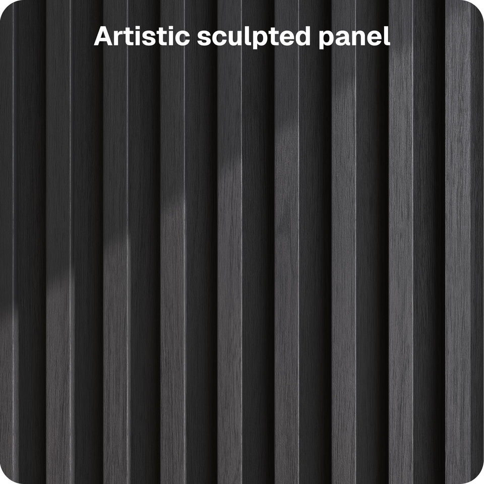 BELLEZE 65 Inch Fluted Buffet Cabinet with Storage, Symmetrical Arc Accent Sideboard Large Console Table for Dining Room, Kitchen, and Living Room (Caramel Brown)