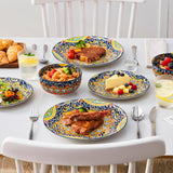 vancasso 24 Pieces Dinnerware Sets, Plates and Bowls Set, Porcelain Dishes Set for 6, Microwave and Dishwasher Safe, Scratch Resistant, Bohemian Style Dining Ware Service for 6, Series SIMI