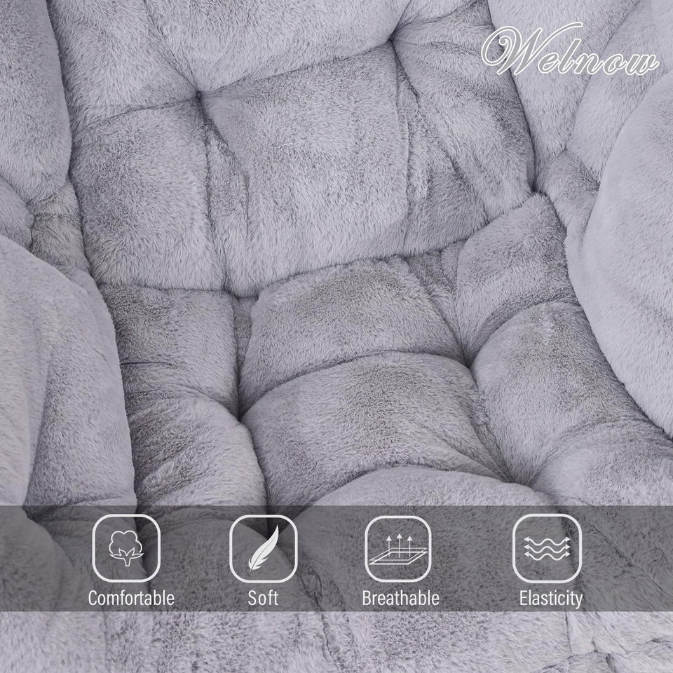 Welnow Lazy Chair with Ottoman, Modern Lounge Accent Chair with Armrests and a Side Pocket, Leisure Sofa Armchair, Reading Armchair with Footrest for Small Space, Dark Grey