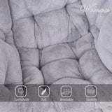 Welnow Lazy Chair with Ottoman, Modern Lounge Accent Chair with Armrests and a Side Pocket, Leisure Sofa Armchair, Reading Armchair with Footrest for Small Space, Dark Grey