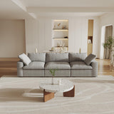 160.6" Cloud Couch Modular Sectional Sofa for Livingroom,Oversized Convertible Sofa with Storage Ottomans,6 Seat Wide Couches,Cushion Covers Removable (Khaki, 6 Seater)