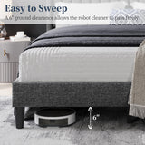 Yaheetech King Bed Frame Upholstered Platform Bed with Fabric Headboard, Wing Edge Design/Non-Slip and Noise-Free/Wooden Slats Support/No Box Spring Needed/Easy Assembly, Ivory King Bed