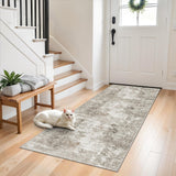 12x15 Area Rug for Living Room – Large Modern Neutral Abstract Thin Washable Carpet, Soft Low Pile Non-Slip Stain-Resistant for Bedroom Dining Room Home Office (Beige Grey)