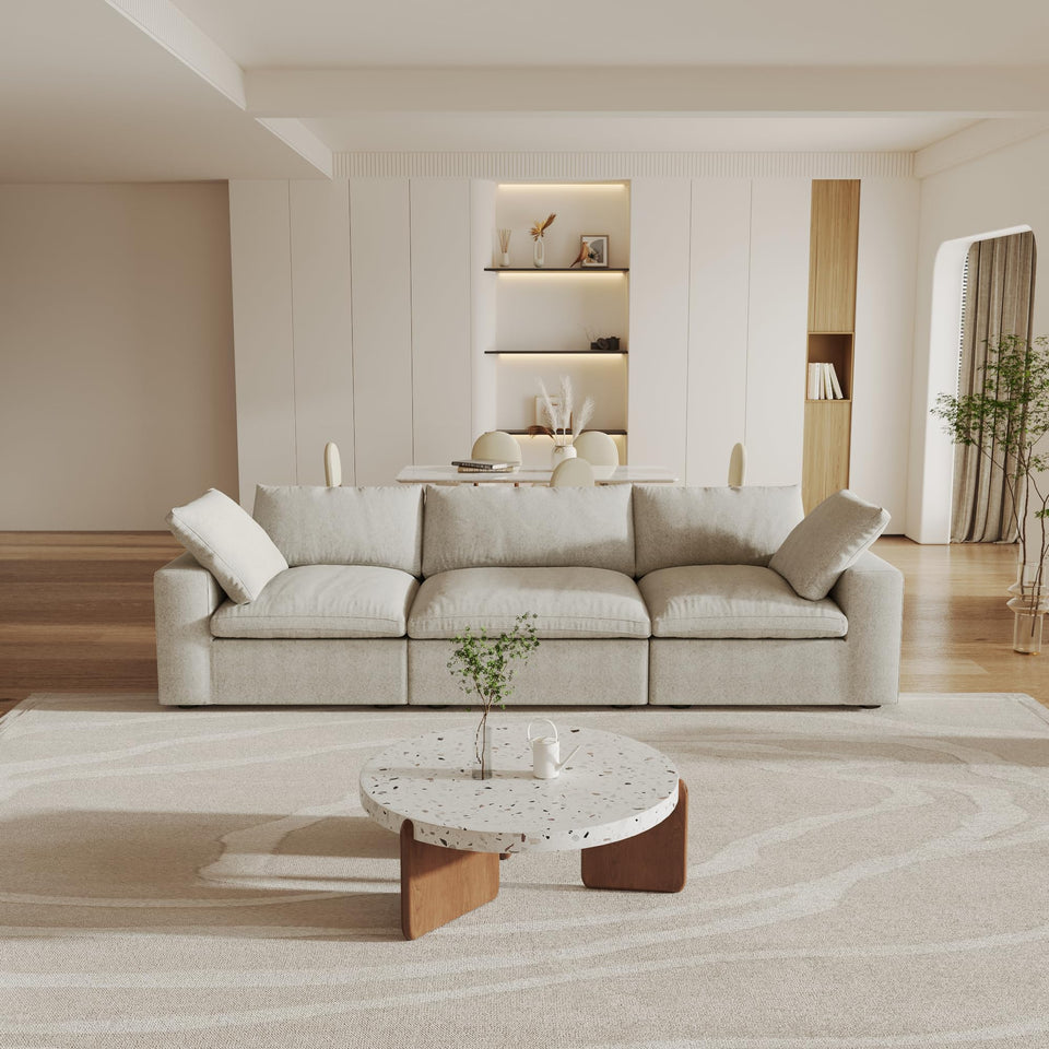 160.6" Cloud Couch Modular Sectional Sofa for Livingroom,Oversized Convertible Sofa with Storage Ottomans,6 Seat Wide Couches,Cushion Covers Removable (Khaki, 6 Seater)