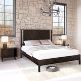 Bme Vivian 14 Inch Deluxe Bed Frame with Headboard, Rustic & Scandinavian Style with Solid Acacia Wood, No Box Spring Needed, 12 Strong Wood Slat Support, Easy Assembly, King, Rustic Golden Brown