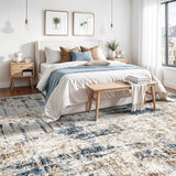 12x15 Area Rug for Living Room – Large Modern Neutral Abstract Thin Washable Carpet, Soft Low Pile Non-Slip Stain-Resistant for Bedroom Dining Room Home Office (Beige Grey)