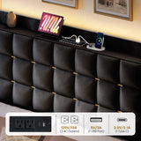 YITAHOME King Size Bed Frame with 3 Storage Drawers and RGB LED Lights, Velvet Upholstered Bed with Charging Station and Storage Headboard, No Box Spring Needed, Easy Assembly, Noise-Free, Grey