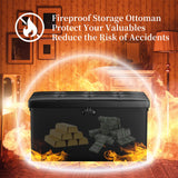 DocSafe Storage Ottoman with Lock,Fireproof Folding Ottoman Foot Rest Stool Storage Chest with Storage Safe for Important Documents,Waterproof 17 Inches Short Ottoman Foot Stool with Handles,Black