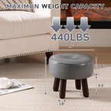 oakvivo 13in Small Foot Stool Ottoman, Round Faux Leather Foot Rest for Couch, Under Desk Pouf Footstool Footrest with Non-Skid Rubber Legs for Ling Room, Bedroom, 13''L x 13''W x 10.2''H, Green