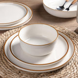 GBHOME Ceramic Dinnerware Sets for 8, 24 Pieces Stoneware Plates and Bowls Sets, Scratch Resistant Dishes, Dishwasher & Microwave Safe, Reactive Glaze-Green Wheat