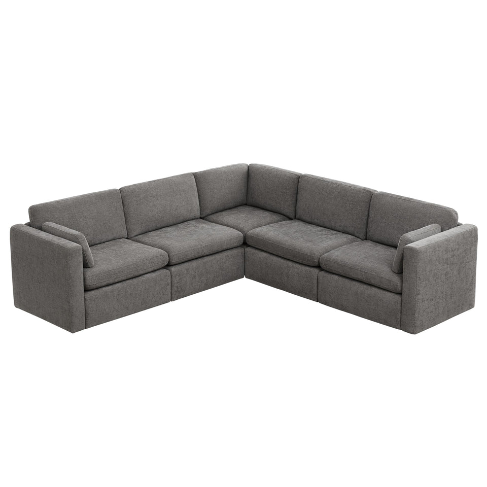 CHITA Oversized Modular Sectional Sofa, FSC Certified L Shaped Sectional Couches for Living Room, 112 inch Width,4 Seat Modular Sofa with Storage Ottoman, Linen