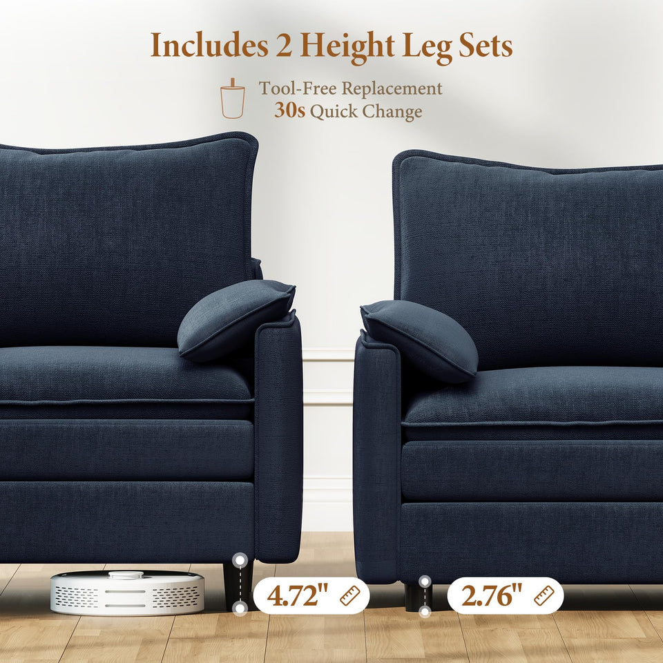 Vesgantti 142" U Shaped Sectional Couch, Comfy Cloud Modular Sectional Sofa with 2 Ottoman Deep Seat Chenille Modern Cloud Sofa, Modular Sofas for Living Room, Bedroom and Apartment, Beige