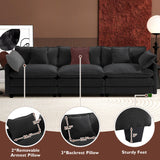 Ihanherry 146" U-Shaped Modern Sofa Modular Sectional Cloud Couch with 2 Ottoman, 6-Seat Chenille Deep Seat Sofa with 6 Pillows for Living Room, Bedroom and Apartment, Grey