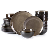 LeRatio Ceramic Dinnerware Sets for 6,Plates and Bowls Sets,Handmade Reactive Glaze Dishes Set,Chip Resistant and Scratch Resistant | Oven&Dishwasher & Microwave Safe-Blue(18PCS)