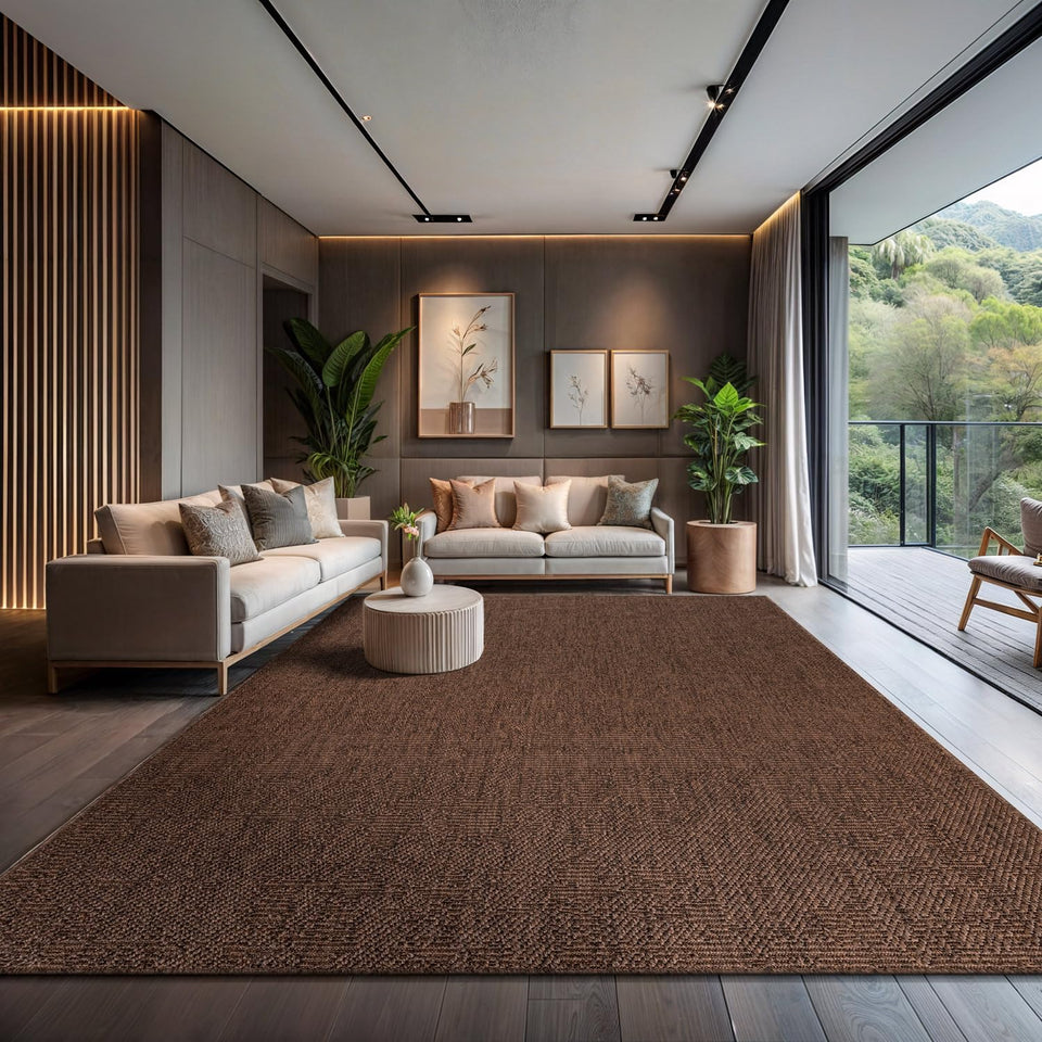 CAMILSON Easy Jute Rug 10x14, Indoor Outdoor Natural Color Fiber Area Rugs for Living Room Patio and Kitchen Rug, Sisal Boho Woven Design, Easy-Cleaning, Washable Outside Carpet Alfombras (10 x 14)