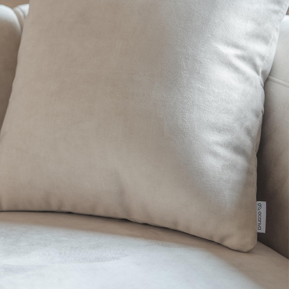 Acanva Luxury Modern Tight Curved Back Velvet Sofa, Minimalist Style Comfy Couch for Living Room Apartment, 3 Seater, Cream