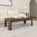 Plank+Beam Forma Coffee Table, 54 Inch Modern Coffee Table with Shelf, Contemporary Center Table with Storage Space, Rectangle Tea Table with Storage, Pecan