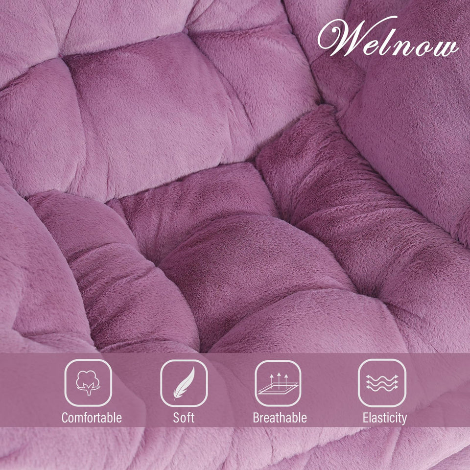 Welnow Lazy Chair with Ottoman, Modern Lounge Accent Chair with Armrests and a Side Pocket, Leisure Sofa Armchair, Reading Armchair with Footrest for Small Space, Dark Grey