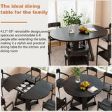 43.3in-59in Extendable Round Dining Table for 4-8,Modern Kitchen Oval Dining Table with Removable Leaves Space Saving,Wood Base with Storage Shelf for Kitchen Living Room (Walnut)