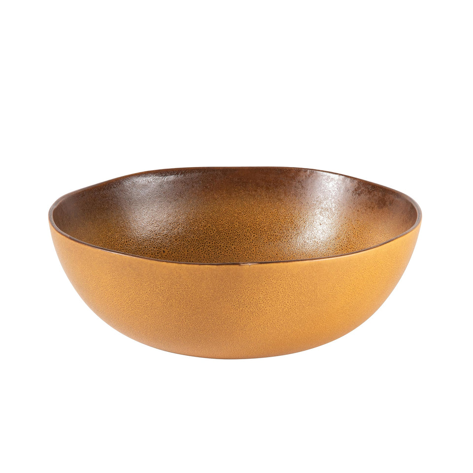 Bloomhouse Santorini Mist Double Bowl Terracotta Reactive Glaze Plates and Bowls Dinnerware Set - Amber, Service for Four (16pcs)