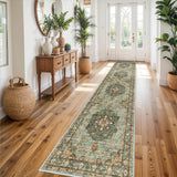 TOPRUUG Washable Oriental Area Rug - 12x15 Rugs for Living Room Soft Carpet for Bedroom Waterproof Floral Distressed Indoor Stain Resistant Non-Shedding Floor Carpets (Green, 12x15)