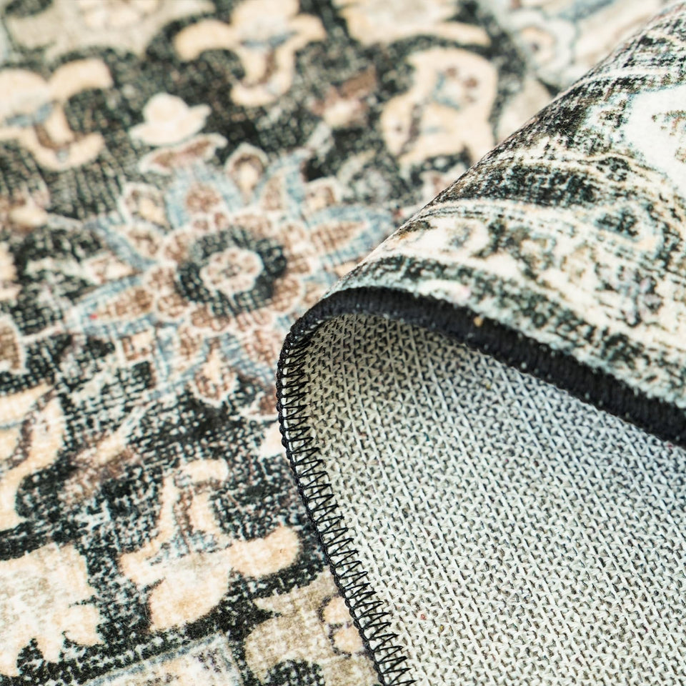 TOPRUUG Washable Oriental Area Rug - 12x15 Rugs for Living Room Soft Carpet for Bedroom Waterproof Floral Distressed Indoor Stain Resistant Non-Shedding Floor Carpets (Green, 12x15)