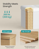 SONGMICS MAZIE Collection - 43 Inches Folding Storage Ottoman Bench, Ottoman with Storage, Foot Rest Stool, Load 660 lb, for Living Room, Synthetic Leather, Black ULSF701