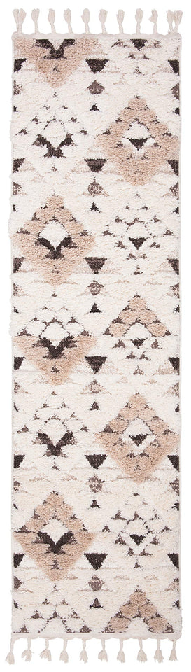 SAFAVIEH Area Rug 8x10 - Moroccan Tassel Shag Collection - Large - Ivory & Brown, Boho Design, Non-Shedding & Easy Cleaning, Plush Pile, Ideal for Living Room, Bedroom, Dining Space (MTS688A)
